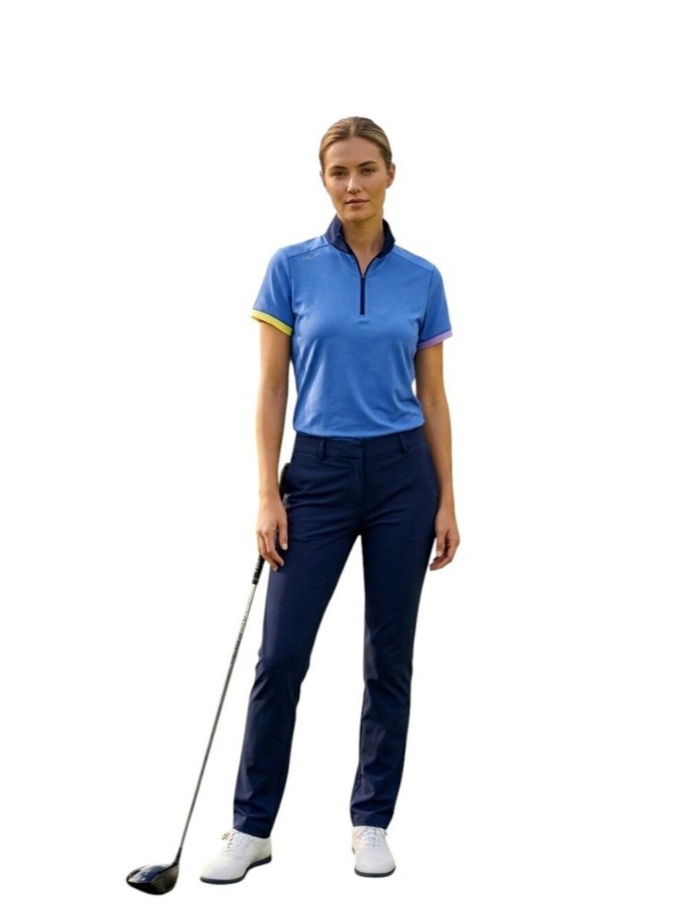 Ralph Lauren RLX Air Tech Pique 1/4 ZIP Tri Color Polo Golf Top Blue Size M New - Picture 1 of 15